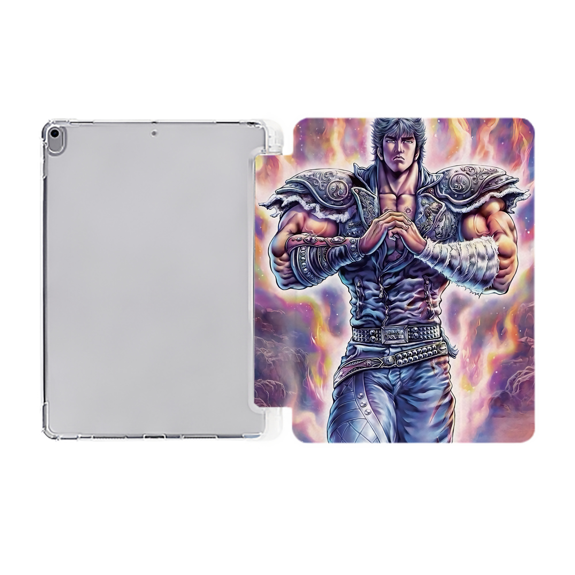 （画像用） 北斗の拳 Fist of the North Star IPad ケース ペン収納付き 三つ折りスタンド PUレザー×シリコン 対応機種9.5/10.5/10.9インチ